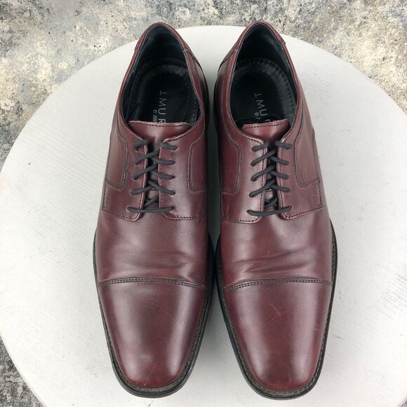 J. Murphy Men's Size 11M Novick Burgundy Red Leather Cap Toe Oxfords Dress Shoes - Picture 3 of 13